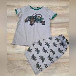 Gray and Green Graphic Pajama Set